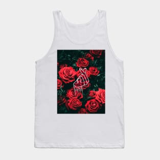 Korean Love Finger Snap - Red Roses Tank Top